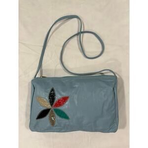 Vintage 80s Reem Baby Blue Leather Bag Purse
